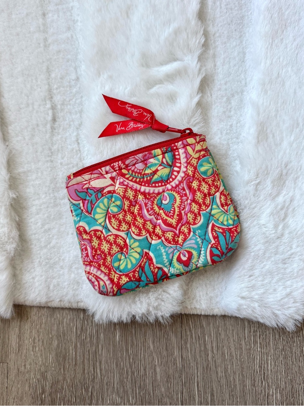 Vera Bradley Quilted Coin Pouch in Paisley in Paradise